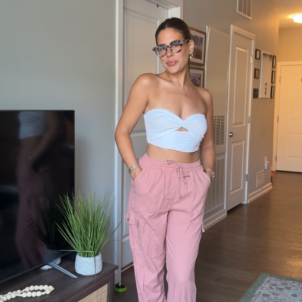 Vintage Havana White and pink Crop Top